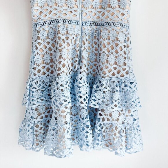 Lulu's Beauty and Lace  Light Blue Crochet Lace Mini Dress L - Picture 8 of 10